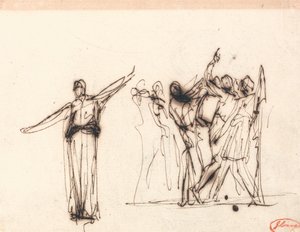 Ihmisjoukko profeetan naisen edessä tekijältä George Romney