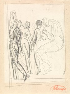 Tanssijat ja muusikot, luultavasti teokseen ”L’Allegro” tekijältä George Romney