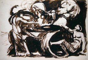 Dream of Atossa (kynä ja muste ja pesu grafiitin päällä paperille) tekijältä George Romney