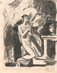 Iphigenia polvistuneena alttarin edessä tekijältä George Romney
