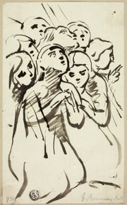 Polvistuvia hahmoja rypistyneenä yhteen tekijältä George Romney