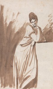 Lady nojaa sarakkeeseen- (Mahdollisesti luonnos neiti Woodleylle) tekijältä George Romney