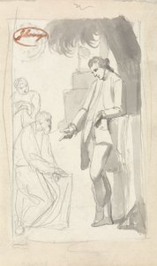 Majuri Pierson ja Brahman (harmaa pesu ja grafiitti paperille) (katso 153906) tekijältä George Romney