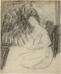 Istuvan naisen muotokuvaluonnos tekijältä George Romney