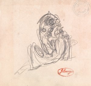 Makuuasennossa oleva hahmo ja istuva hahmo tekijältä George Romney