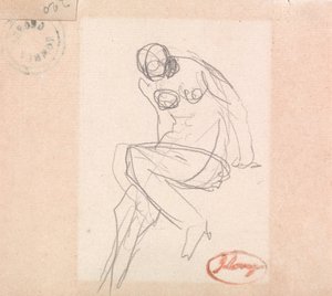 Istuva naisen alastonkuva, luultavasti "Susannah ja vanhimmat" -elokuvaan. tekijältä George Romney
