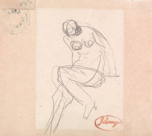 Istuva naisalastonkuva, luultavasti teokseen ”Susanna ja vanhimmat” tekijältä George Romney