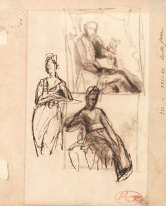 Istuva mies ja istuva nainen tekijältä George Romney