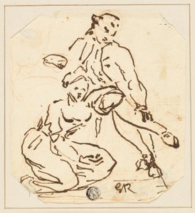 Istuva mies ja nainen tekijältä George Romney
