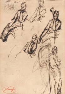 Istuvat ja seisovat hahmot tekijältä George Romney