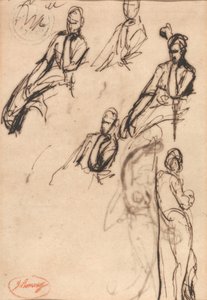 Istuvat ja seisovat hahmot tekijältä George Romney