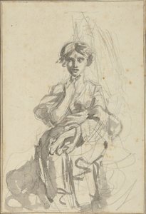 Istuva naishahmo tekijältä George Romney