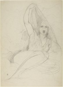 Istuva nainen, joka paljastaa itsensä tekijältä George Romney