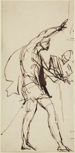 Luonnos Macbethin hahmosta ”Macbethin” juhla-aterian kohtauksessa tekijältä George Romney