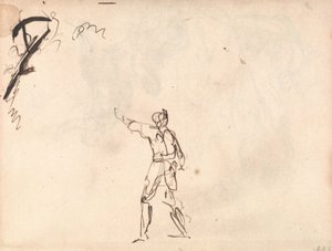 Seisova hahmo, jolla on käsi ylhäällä tekijältä George Romney
