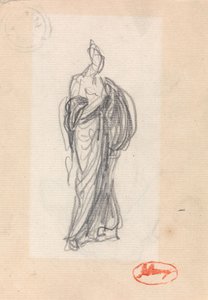 Seisova nainen klassisessa vaatteessa tekijältä George Romney