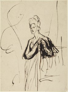 Seisova naishahmo, puolivartalokuva tekijältä George Romney