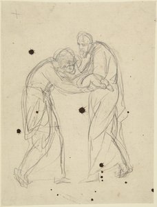 Seisovat mies- ja naishahmot, jotka pitävät sylissään vauvaa tekijältä George Romney