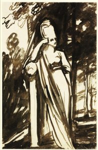 Seisova nainen stelen äärellä tekijältä George Romney