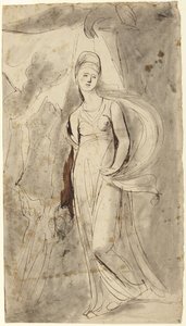 Luonnos Elizabeth Warrenin, Bulkeleyn varakreivitärin, muotokuvasta Hebe-hahmona tekijältä George Romney
