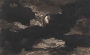 Tutkimus pilvisestä kuutamosta taivaasta tekijältä George Romney