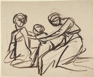 Tutkimus kahdesta istuvasta naisesta ja lapsesta tekijältä George Romney