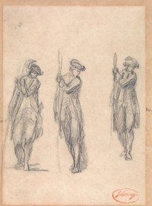 Kolme luonnosta univormupukuisesta miehestä tekijältä George Romney