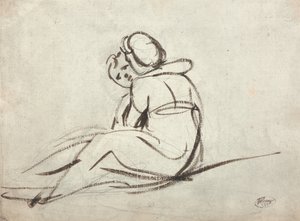 Kaksi lasta syleilemässä toisiaan tekijältä George Romney