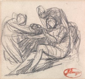 Kaksi hahmoa auttamassa istuvaa hahmoa tekijältä George Romney