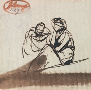 Kaksi istuvaa hahmoa tekijältä George Romney