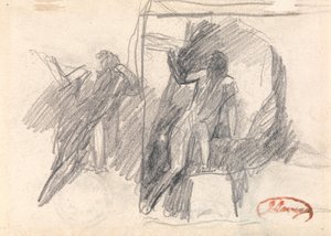Kaksi luonnosta puoliksi polvillaan olevasta hahmosta tekijältä George Romney