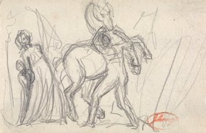 Tunnistamaton kohde: Nainen, lapsi, mies ja hevonen tekijältä George Romney