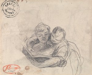 Nainen opettaa lasta lukemaan tekijältä George Romney