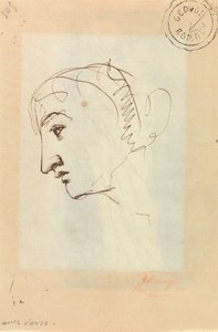 Naisen pää profiilista tekijältä George Romney