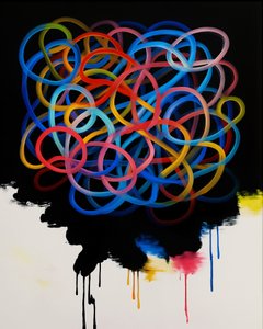 Kietoutunut harmonia, 2025 (akryyli kankaalle) tekijältä George Rosaly