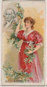 George Washingtonin syntymäpäivä, Yhdysvallat, Holidays-sarjasta N80 Duke-brändille..., 1890.