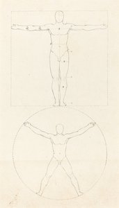 Ihmishahmon ympyrä ja neliö tekijältä George Scharf after John Flaxman