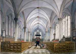 Temple Churchin sisäkuva Lontoossa, 1811. tekijältä George Shepherd