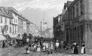 Markkinapäivä Dartfordissa, Kentissä, kaivertanut Henry Adlard, n. 1830 tekijältä George Shepherd