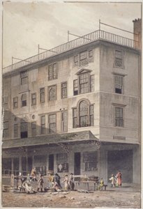 Näkymä Billingsgate-torille, jossa on ihmisiä kaloja ja koreja, Lontoon kaupunki, 1811 tekijältä George Shepherd