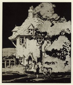 "Minne sinä menet lehmän kanssa?" (väri litho) tekijältä George Sheringham