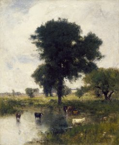 Nauta altaassa (kesämaisema), 1880 tekijältä George Snr. Inness