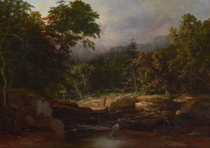 Stream in the Mountains, n. 1850 (öljy kankaalle) tekijältä George Snr. Inness