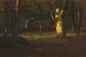 Auringonlasku metsässä, 1891 tekijältä George Snr. Inness