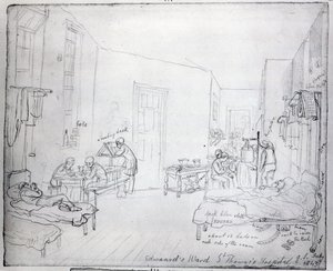 Edwardin osasto, St. Thomasin sairaala, Lontoo, 1843 tekijältä George Snr Scharf