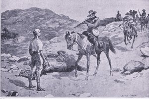 A gallant deed on the march to Hoopstad, After Pretoria: The Guerilla War julkaissut Harmsworth Bros Limited 1901. tekijältä George Soper