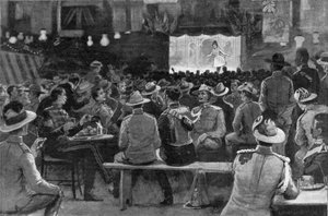 The Entertainment of Colonials, jonka pitävät Royal Horse Guards Albany Street Barracksissa, kuvitus teoksesta "The Graphic", 19. heinäkuuta 1902 tekijältä George Soper