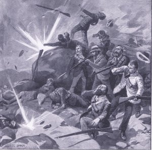 Johannesburgin poliisin viimeinen seisontapaikka Bergendalissa, kuva Pretorian jälkeen: Sissisota, 1902