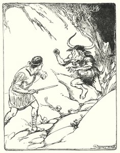 Theseus: "Hän ei ollut koskaan nähnyt niin outoa petoa" (litho) tekijältä George Soper
