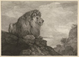 Leijona [Kivellä lepäävä leijona] tekijältä George Stubbs